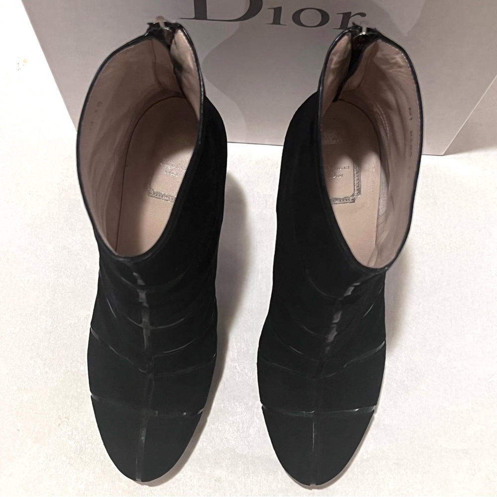 Dior Graphic Suede/Patent Leather Black Ankle Boots Size 40 - Picture 7 of 17